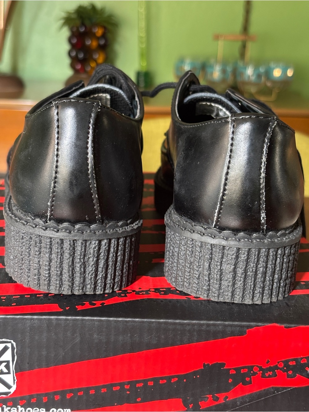 T.U.K Black Leather Platform Creeper Lace-Up Shoes - Picture 4 of 11